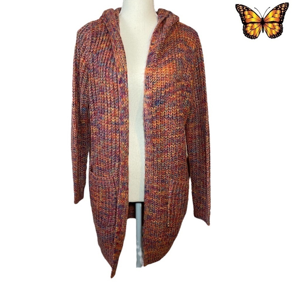 DREAMERS Pink Rainbow Chunky Knit Long Sleeve Open Face Cardigan Extra Small
